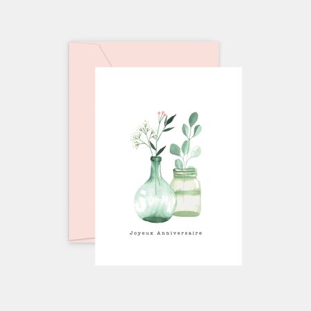 Carte anniversaire - vase aquarelle