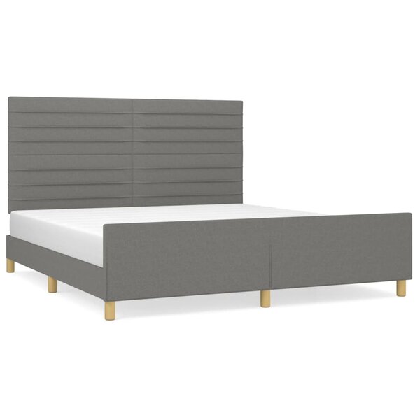 vidaXL Cadre de lit avec tête de lit Gris foncé 160 x 200 cm Tissu