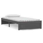 vidaXL Cadre de lit Gris Bois massif 90x200 cm