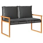 vidaXL Salon de jardin 4 Pièces avec coussins Noir Résine tressée