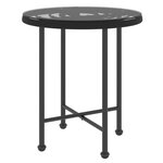 vidaXL Table de salle à manger Noir Ø50 cm Verre trempé et acier