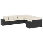 vidaXL Salon de jardin 10 Pièces avec coussins noir résine tressée