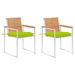 vidaXL Chaises de jardin avec coussins 2 Pièces Teck solide et acier