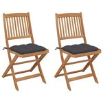 vidaXL Chaises pliables de jardin 2 Pièces avec coussins Bois d'acacia