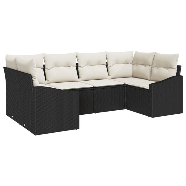 vidaXL Ensemble de canapé de jardin 6 pièces avec coussins Noir Poly Rattan
