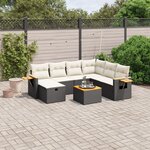 vidaXL Salon de jardin 8 Pièces avec coussins noir résine tressée