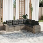 vidaXL Salon de jardin 6 Pièces avec coussins gris clair résine tressée