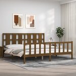 vidaXL Cadre de lit avec tête de lit marron miel 200x200cm bois massif