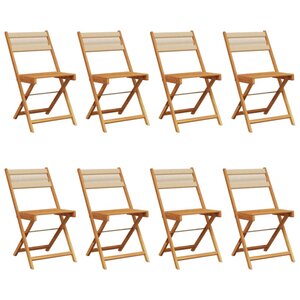vidaXL Chaises de jardin pliantes lot de 8 beige bois d'acacia massif