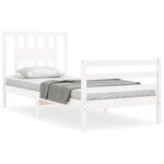 vidaXL Cadre de lit avec tête de lit blanc simple bois massif