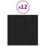 vidaXL Panneaux muraux 12 Pièces Noir 30x30 cm Velours 1 08 m²