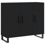 vidaXL Buffet noir 90x34x80 cm bois d'ingénierie