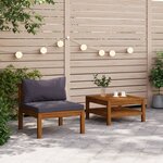 vidaXL Salon de jardin 2 Pièces avec coussins gris foncé Bois d'acacia