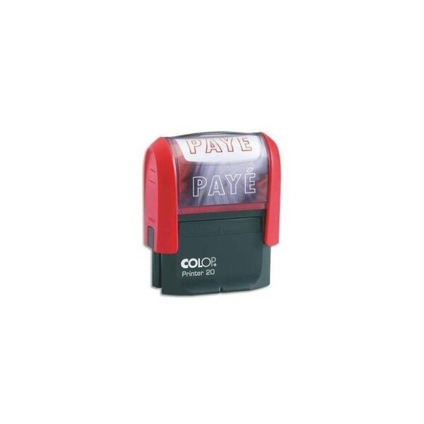 Timbre à encrage automatique , empreinte rouge 38x14 mm : PAYE COLOP