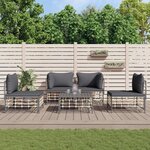 vidaXL Salon de jardin 5 Pièces avec coussins anthracite résine tressée