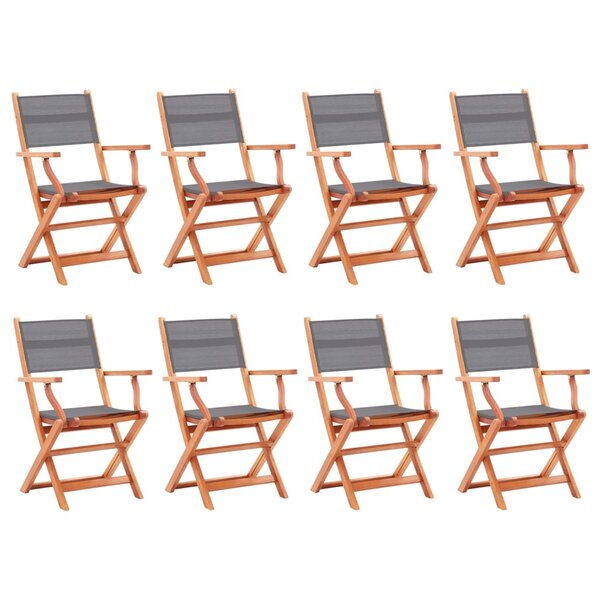 vidaXL Chaises pliables de jardin lot de 8 gris eucalyptus textilène
