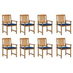 vidaXL Chaises de jardin avec coussins lot de 8 Bois d'acacia solide