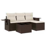 vidaXL Salon de jardin 4 Pièces avec coussins marron résine tressée