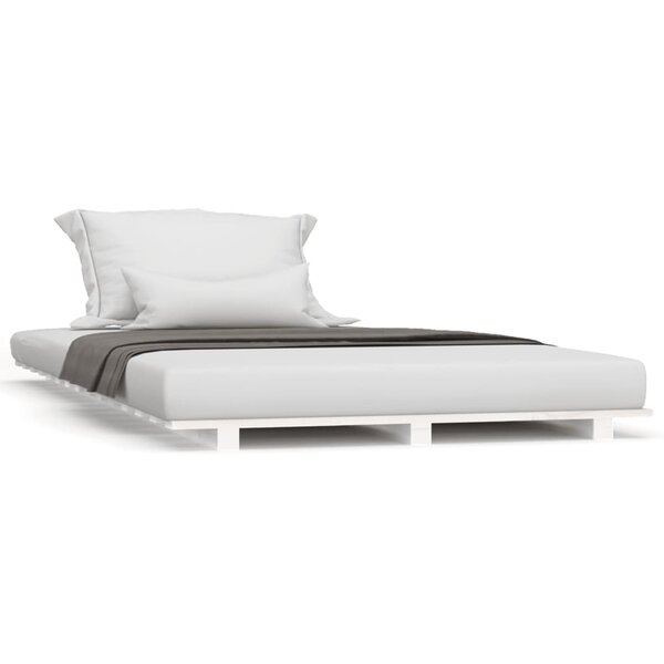vidaXL Cadre de lit Blanc 75x190 cm Bois de pin massif