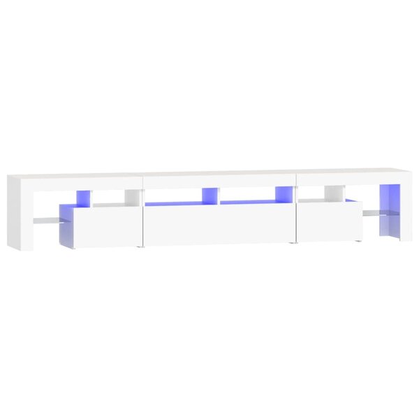 vidaXL Meuble TV avec lumières LED Blanc 230x36 5x40 cm