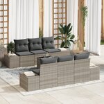 vidaXL Ensemble de canapé de jardin 7 pièces avec coussins gris clair en poly rotin