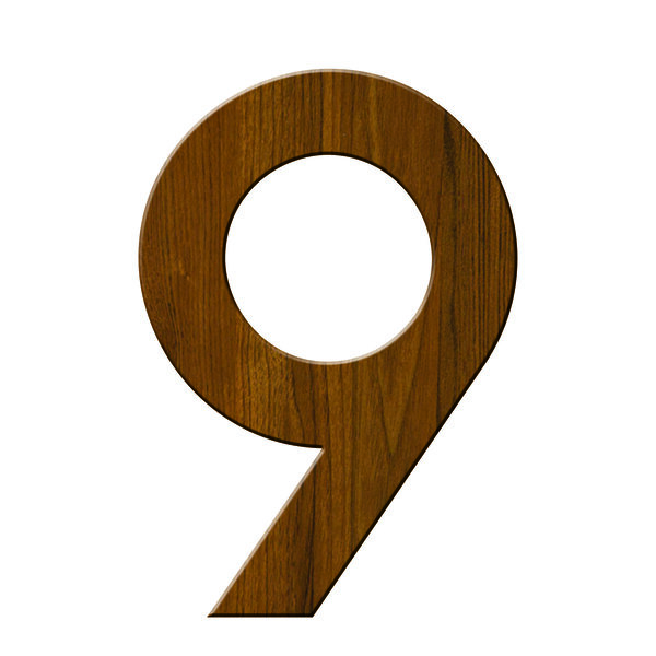 Numéro 9-Numéro adhésif pour boîtes aux lettres - Vinyle épais texturé, hauteur 50 mm - Bois Miel
