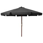 vidaXL Parasol avec mât en bois 330 cm Anthracite