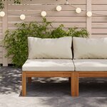 vidaXL Canapé de milieu sectionnel avec coussin blanc crème Acacia