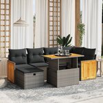 vidaXL Salon de jardin avec coussins 7 Pièces gris résine tressée