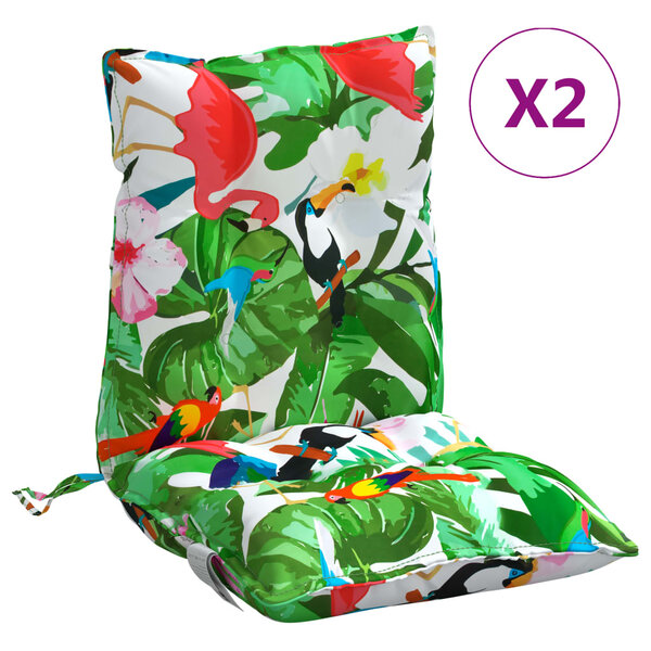 vidaXL Coussins de chaise à dossier bas lot de 2 multicolore