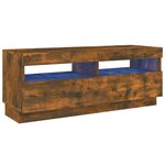 vidaXL Meuble TV avec lumières LED chêne fumé 100x35x40 cm