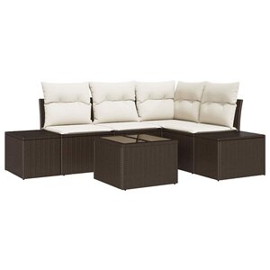 vidaXL Ensemble de canapé de jardin 5 Pièces Marron polyrotin