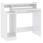 vidaXL Bureau lumières LED Blanc brillant 97x45x90cm Bois d'ingénierie