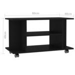 vidaXL Meuble TV avec roulettes noir 80x40x45 cm bois d'ingénierie