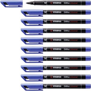 Feutres pour Transparent OHPen Permanent Pointe médium Bleu x 10 STABILO