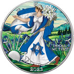 Pièce de monnaie en Argent 1 Dollar g 31.1 (1 oz) Millésime 2023 WALKING LIBERTY ISRAEL