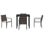 Ensemble repas de jardin 5 pièces avec coussins en poly rotin marron