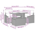vidaXL Ensemble de 5 Canapés de Jardin avec Coussins Marron Poly Rattan