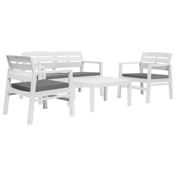 vidaXL Salon de jardin 4 Pièces plastique blanc