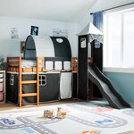 vidaXL Lit mezzanine enfants avec tour blanc/noir 90x190 cm pin massif