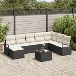 Ensemble de canapé de jardin 8 pièces avec coussins en poly rattan brun