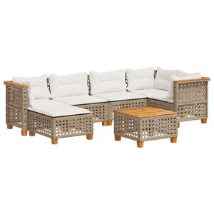 vidaXL Salon de jardin avec coussins 7 Pièces beige résine tressée