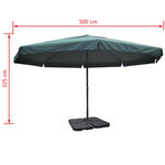 Parasol vert en aluminium avec base mobile