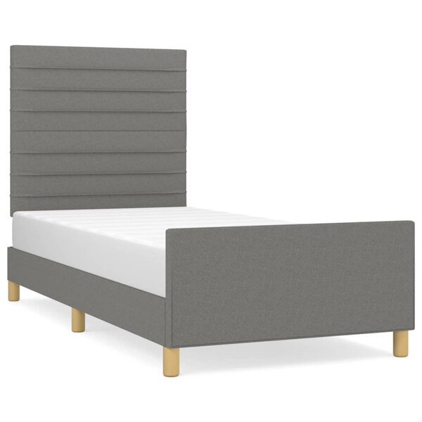 vidaXL Cadre de lit avec tête de lit Gris foncé 100x200 cm Tissu