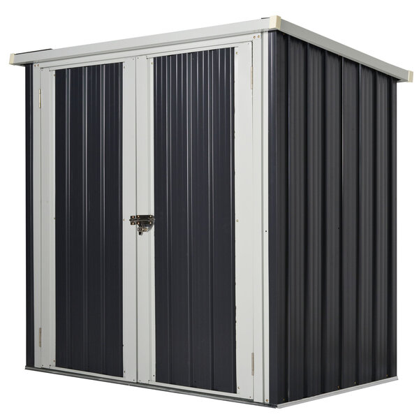 Abri de jardin - remise pour outils - abri vélo - abri poubelle - 2 portes verrouillables - dim. 147L x 86l x 134H cm - tôle d'acier noir blanc
