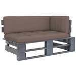 vidaXL Canapé d'angle palette de jardin Gris Bois de pin imprégné