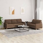 vidaXL Ensemble de canapés 2 Pièces avec coussins Marron Tissu