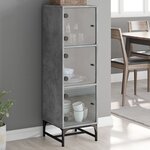 vidaXL Buffet avec portes en verre gris béton 35x37x120 cm