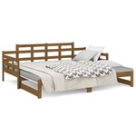 vidaXL Lit coulissant Marron miel Bois de pin solide 2x(90x190) cm