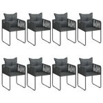vidaXL Salon de jardin 9 Pièces PVC Résine tressée Noir et marron